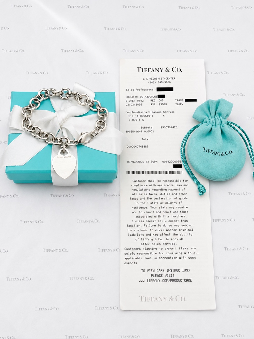 Tiffany & Co. Heart Tag Charm Bracelet Sterling Silver 925 Gift Box & Pouch - Picture 9 of 10